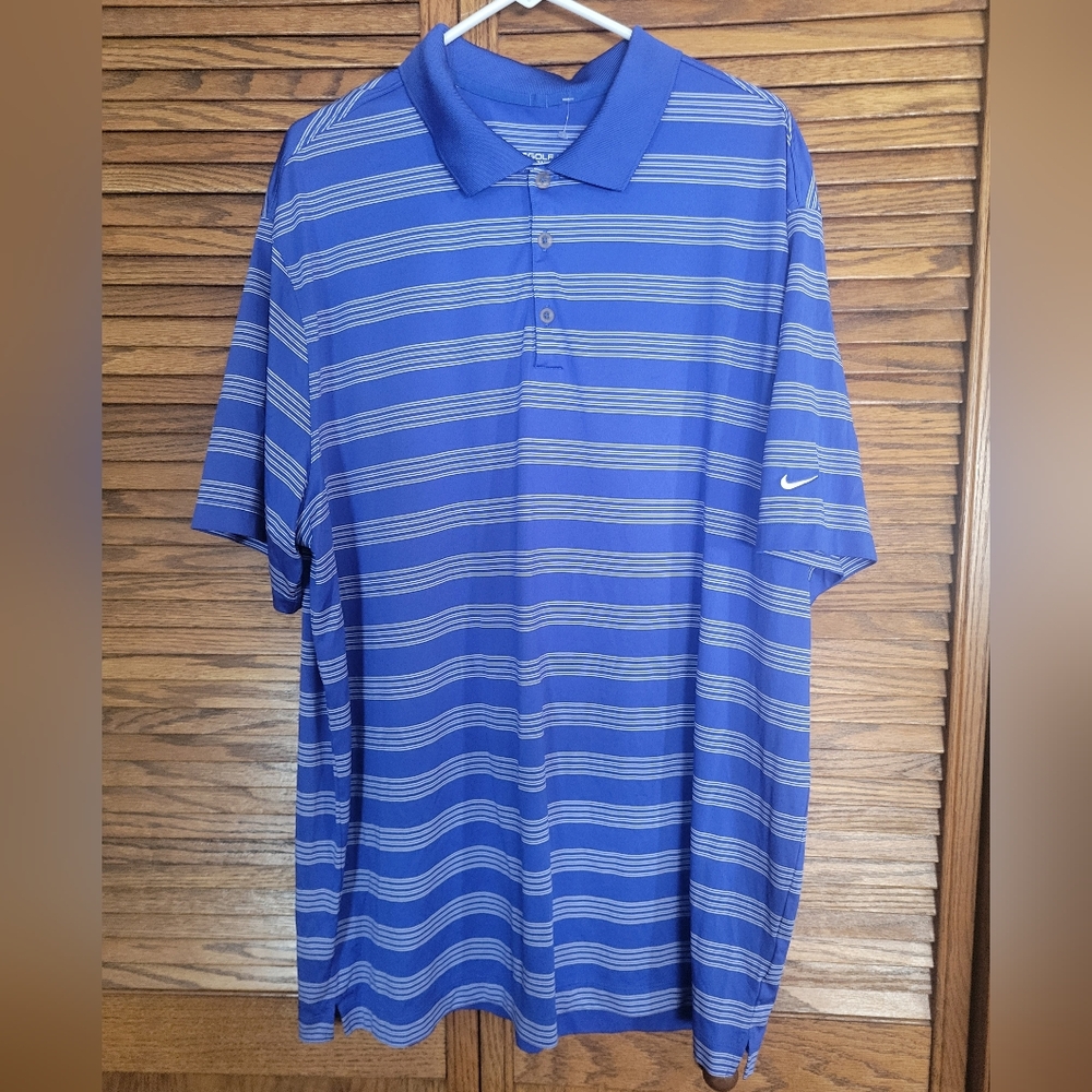Nike Golf Tour Performance Men's Blue and White Polo Shirt Size XXL